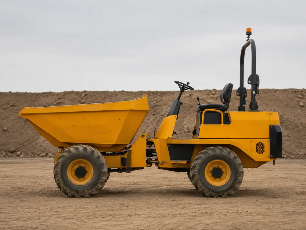 A compact site dumper with its skip at the front