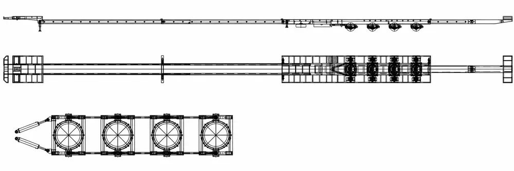 Turntable steering arrangement on a telescopic trailer