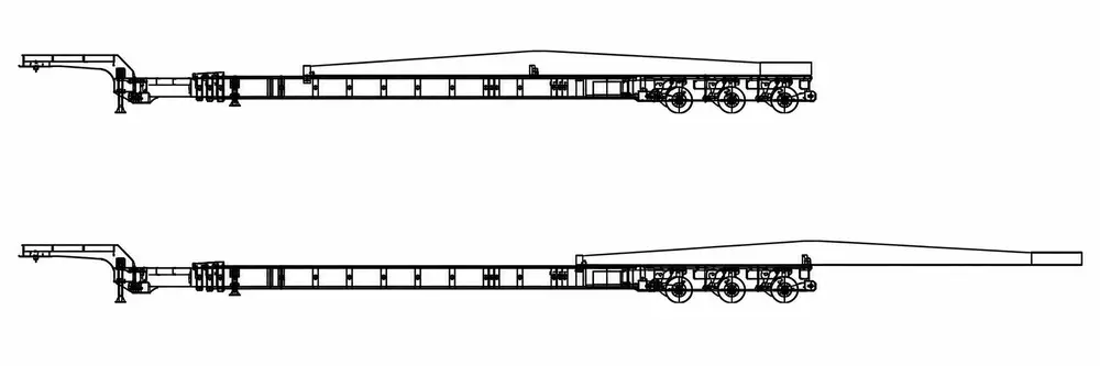 Pull-out tail platform in retracted and extended positions