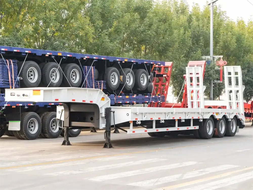 4 Axle Low Bed Trailer with Rear Ramps