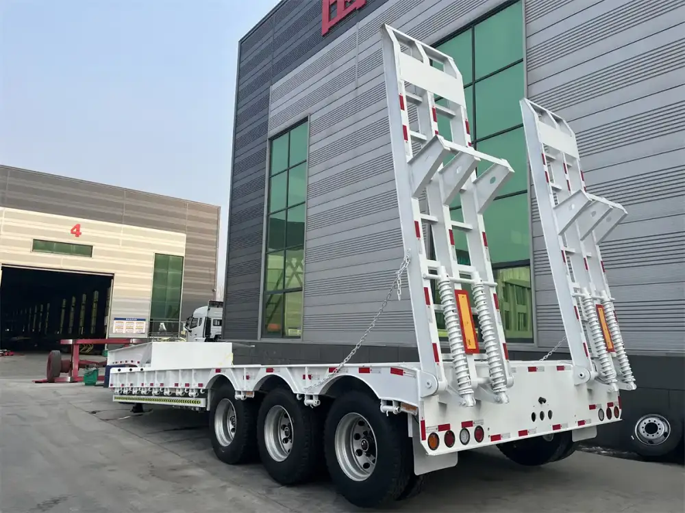3 Axle 60 Ton Low Bed Trailer with Spring Ramps