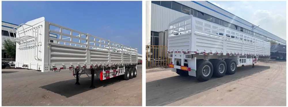 HUAYU 3 axle carrier livestock animal fence cargo semi trailer