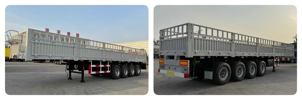 HUAYU 4 axle 80T fence semi trailer detail