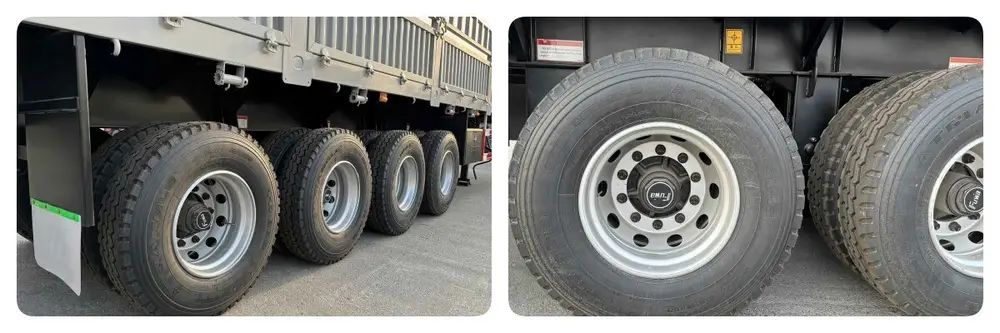 HUAYU 4 axle fence semi trailer with 13R22.5 double tyres and FUWA axle