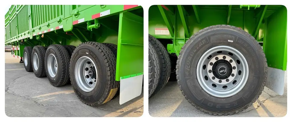 HUAYU 4 axle fence semi trailer with double tires and FUWA axle
