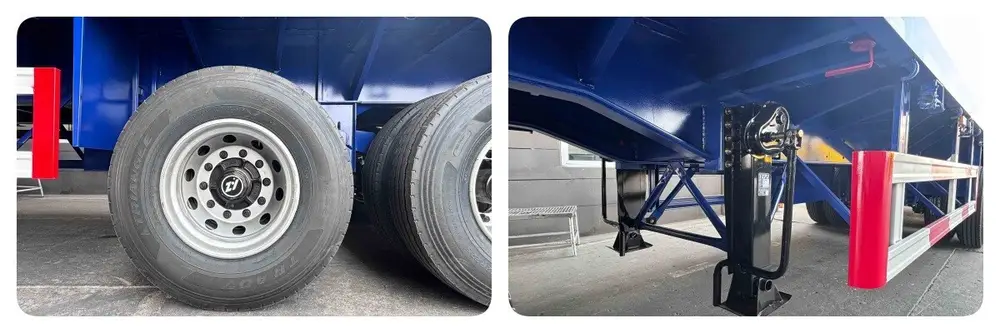 3 axles 20 40 FT container flatbed semi trailer axle and landing gear