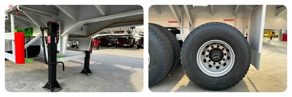 3 axle 40FT flatbed semi trailer axle and suspension detail