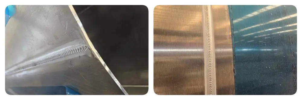 Manual grinding of argon arc welding ring butt weld