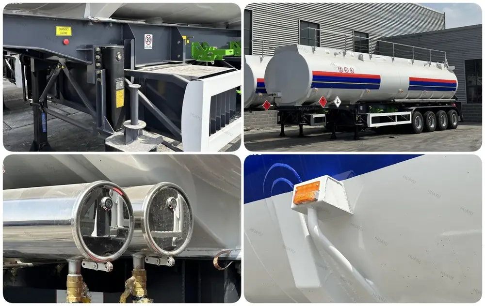 HUAYU 4 axle carbon steel oil tanker semi trailer