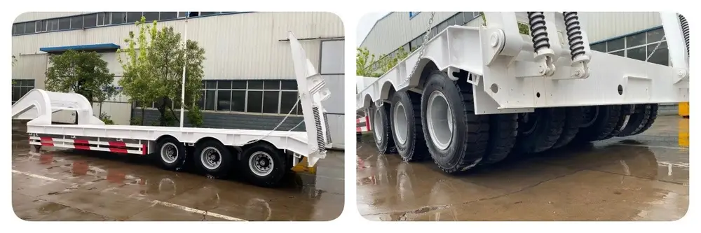 3 axle 80 ton lowboy semi trailer main beam