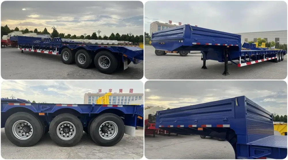 3 axles 80 ton lowbed semi trailer detail