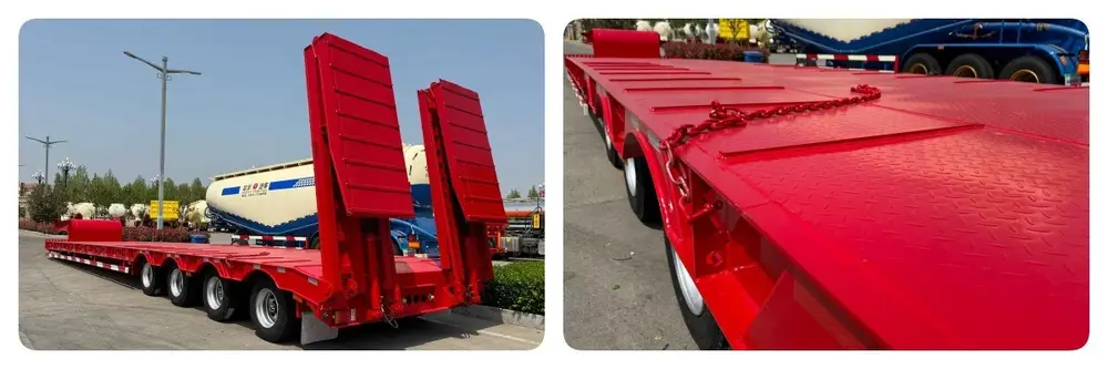 4 axle lowbed trailer with hydraulic ramps