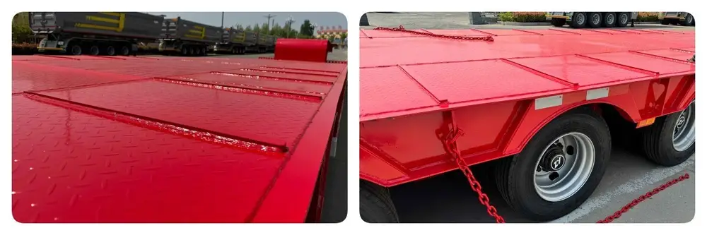 4 axle gooseneck lowbed semi trailer with anti-slip platform