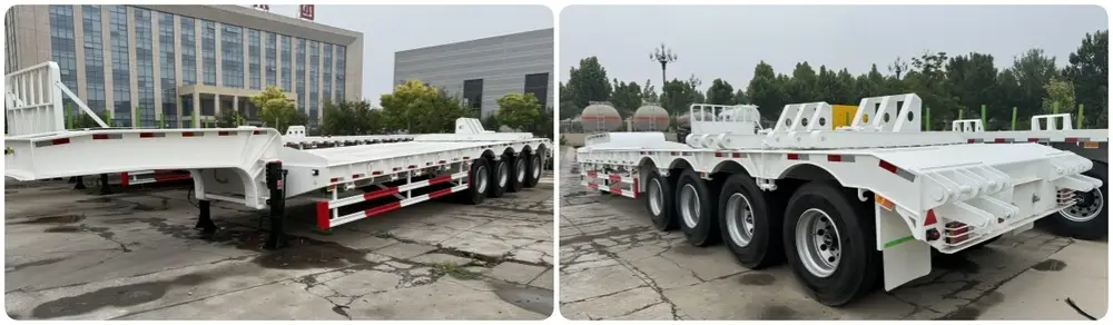 4 axles 100 ton lowbed semi trailer detail