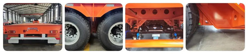 4 axles detachable gooseneck lowboy suspension detail