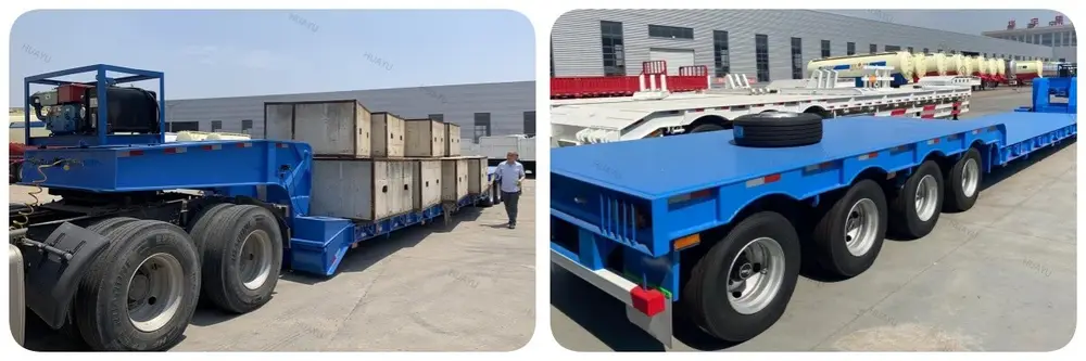 4 axles removable gooseneck lowbed semi trailer detail