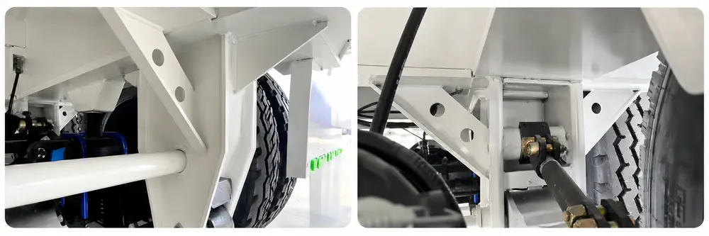 Leaf-spring suspension and axle hub close-ups