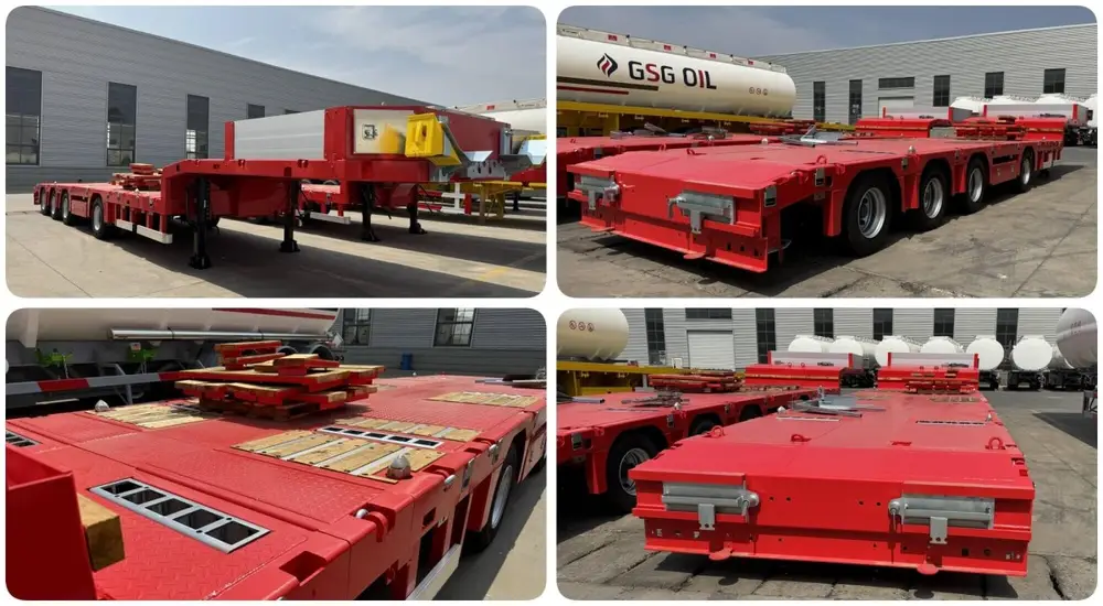 Export to Russia 4 axles lowbed semi trailer detail
