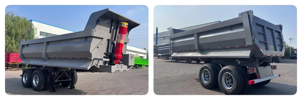 2 axle end dump tipper semi trailer detail