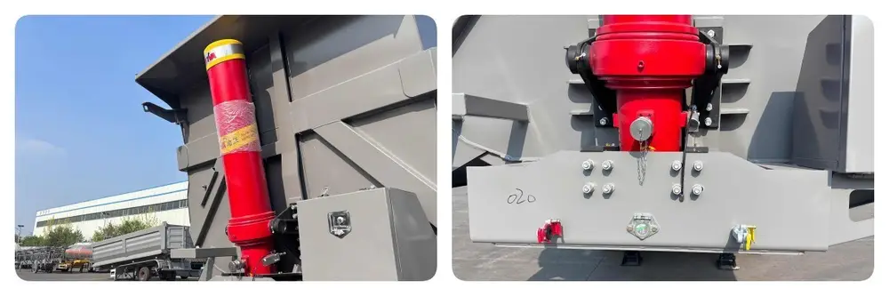 2 axle end dump tipper hydraulic lifting system
