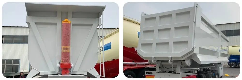 3 axle end tipper semi trailer hydraulic system