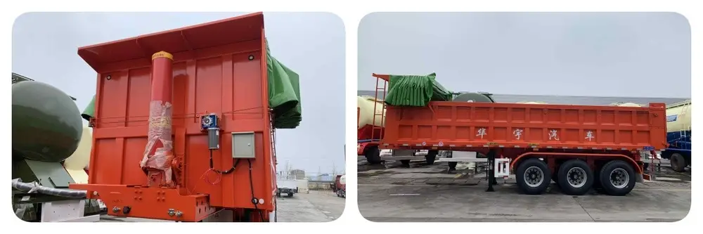 HUAYU 3 axle rear dump trailer JOST landing gear