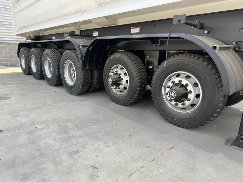 Six axle running gear with Triangle tires and FUWA hubs